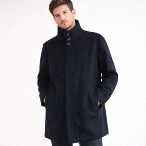 Cardinal of Canada Navy Blue Wool Winter Coat Stand Collar Quilted Lining XXL